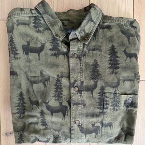 Woolrich Vintage Men’s Olive Whitetail Deer Button Down Shirt
